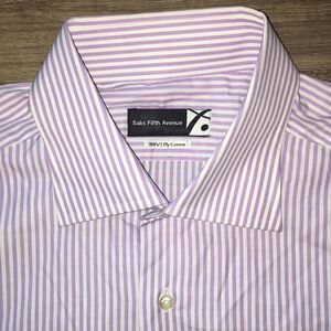 Purple Stripe Saks Fifth Avenue Dress Shirt 16 41
